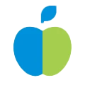 Ícono de una manzana de color azul y verde 