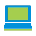Ícono de un notebook de color azul y verde 